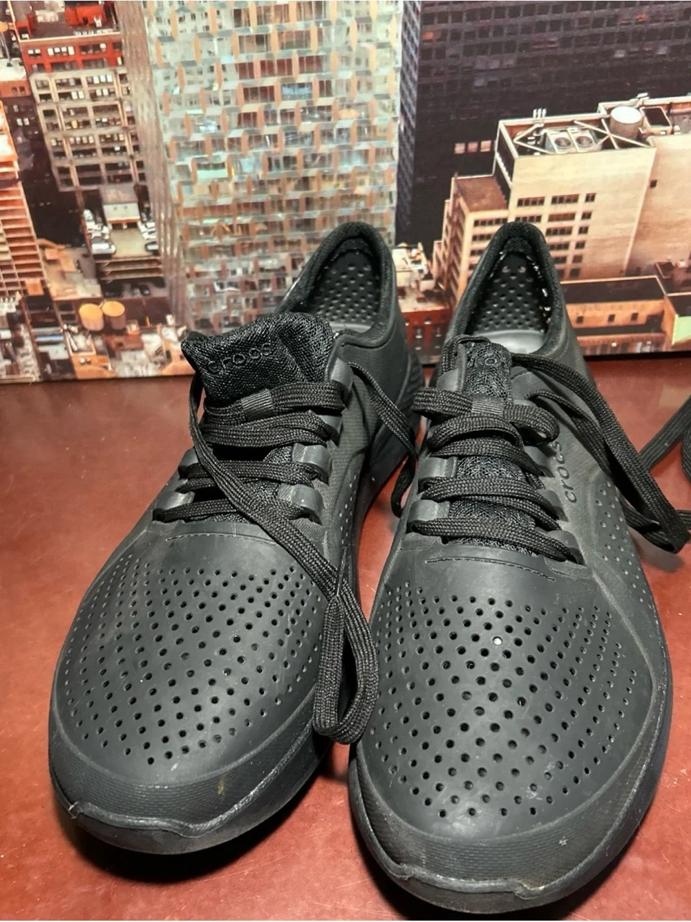 CROCS Men’s Black Perforated Lace-Up Sneakers